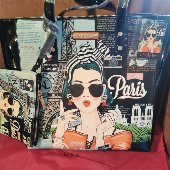 Nicole Lee women's tote bag and matching wallet set of 2 - Picture 6 of 16